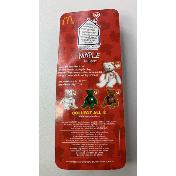 Maple the Bear Beanie Baby WITH RARE ERRORS Damaged Bubble - Picture 12 of 12